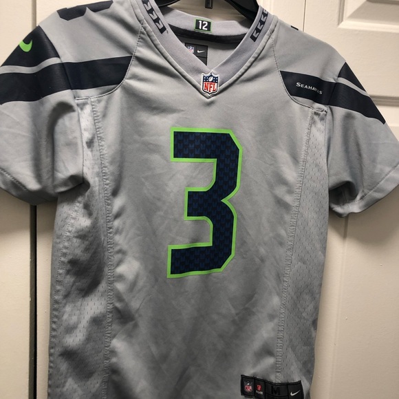 Nike On Field NFL Seattle Seahawks #3 Wilson Youth Boy's Gray Football Jersey - Picture 3 of 15
